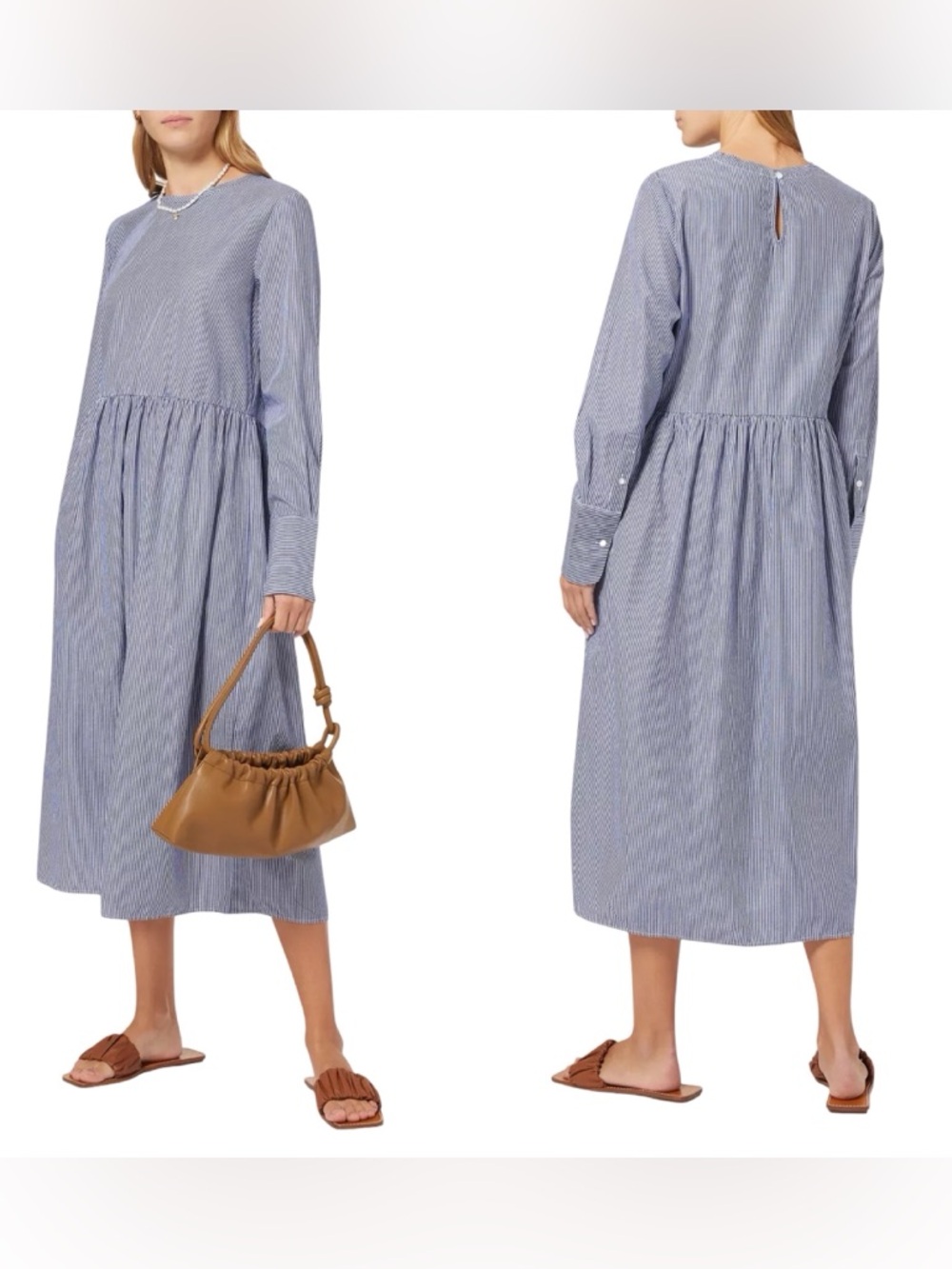 NWT Selected Femme White Mirabella Midi Dress Organic Cotton Size 40 (US 10) - Picture 3 of 16